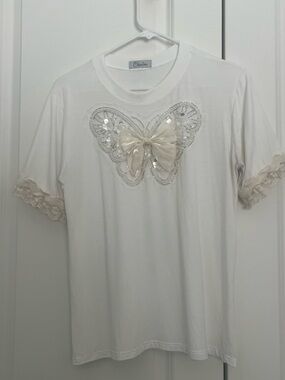 Women’s White Butterfly Bow Tee